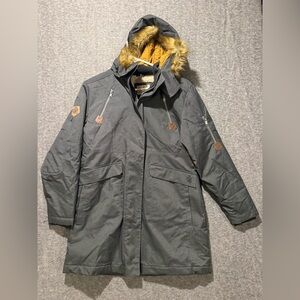 Legendary Whitetails Anchorage Parka Coat Womens M gray water resist Sherpa line
